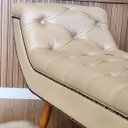 Ver imagem 5 de Recamier Calçadeira King 195 cm em Tecido Sintético Bege com Tachas Veneza - Larbelle
