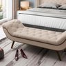 Recamier Calçadeira King 195 cm em Tecido Sintético Bege com Tachas Cisne - Larbelle - 1
