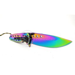 Canivete Aço Inox Sobrevivência Semi-automático Edc Fade Bushcraft Paracord - Rainbow Cor:arc - 5