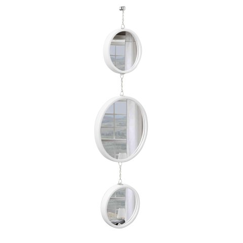 Espelho Decorativo Triplo Branco Alça Corrente 20cm 20cm 20cm Redondo 20 Cm 20 Cm 20 Cm Diâmetro