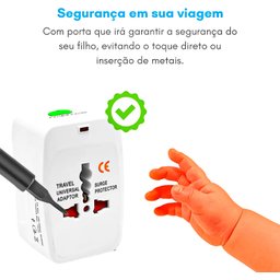 Adaptador Tomada Universal Viagem Internacional Uk Eua Europa Asia C/ 2 USB - 3
