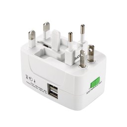 Adaptador Tomada Universal Viagem Internacional Uk Eua Europa Asia C/ 2 USB - 1