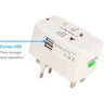 Adaptador Tomada Universal Viagem Internacional Uk Eua Europa Asia C/ 2 USB - 2