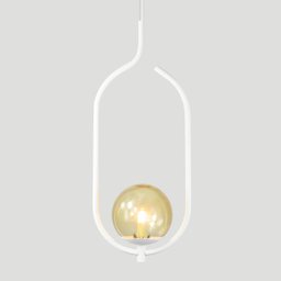 Lustre Pendente On Clip - Branco com Globo de Vidro Âmbar - 2 Lustre Pendente On Clip - Branco com Globo de Vidro Âmbar - 2