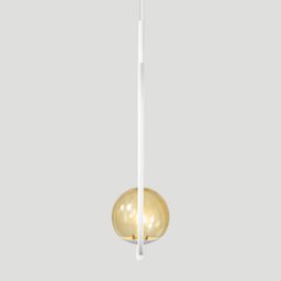 Lustre Pendente On Clip - Branco com Globo de Vidro Âmbar - 4 Lustre Pendente On Clip - Branco com Globo de Vidro Âmbar - 4