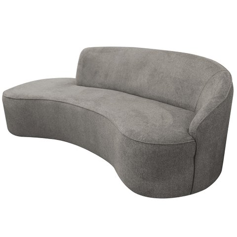 Sofá Curvo 02 Lugares 150cm Eron Braço Esquerdo Poliéster Cinza Claro - Nexta Casa