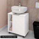 Ver imagem 2 de Gabinete para Banheiro 55cm 1 Porta com Rodízios Pequin Branco - Bechara