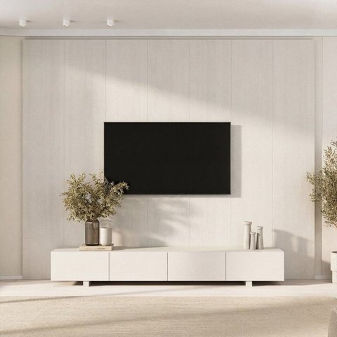 Rack com Painel Liso TV até 86 Polegadas Planejado 280x250cm Aruá CabeCasa MadeiraOriginals Off White