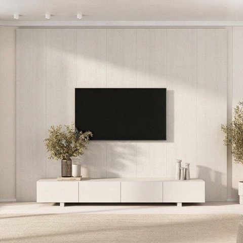 Rack com Painel Liso TV até 86 Polegadas Planejado 280x250cm Aruá CabeCasa MadeiraOriginals Off Wh