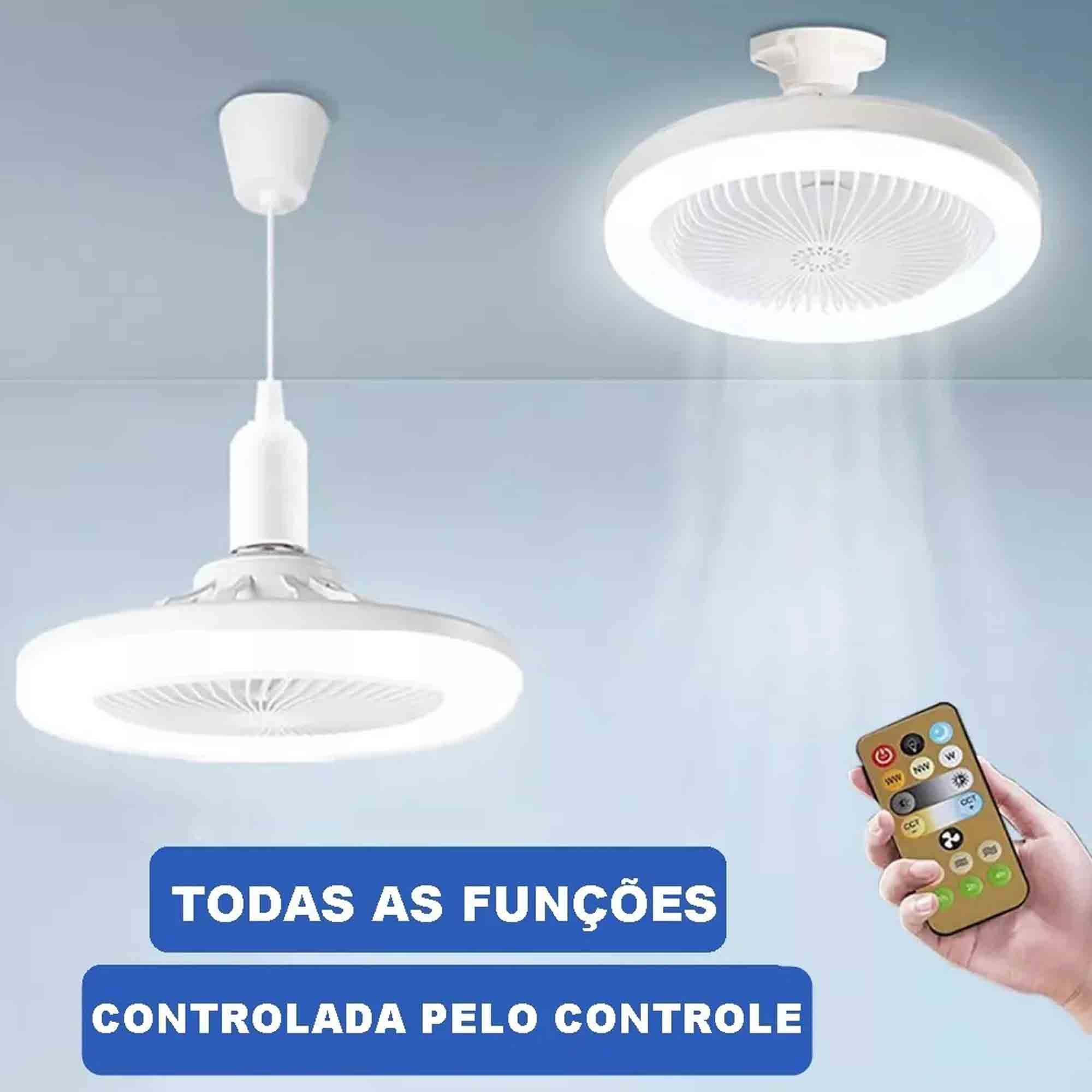 Ventilador Lâmpada de Teto Aromaterapia Led Ajustável Casa Apartamento Sala de Estar Controle 3 em 1 - 9