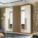 Ver imagem 1 de Guarda Roupa Casal Ripado 6 Portas 4 Gavetas Antony com Espelhos