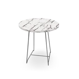 Mesa de Canto Lateral Amsterdã Alta Redonda Prata e Vulcano - 1