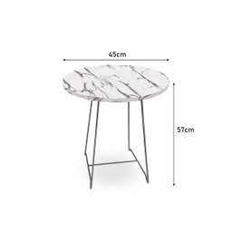 Mesa de Canto Lateral Amsterdã Alta Redonda Prata e Vulcano - 6