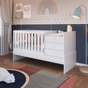 Ver imagem 1 de Berço Cama Multifuncional com Colchão Solteiro 78cm x 188cm 1 Colchão para Berço 70cm x 130cm Branco
