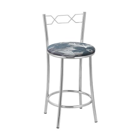 Kit 2 Banquetas Cromadas Assento Espuma D15 Treparoni Azul