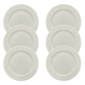 Kit Prato Raso Tassel Porcelana Branca – 6 Peças