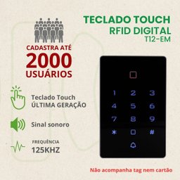 Kit 2 Teclado de Acesso Touch Controle Rfid Digital Leitor Cartão - 5