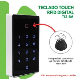 Kit 2 Teclado de Acesso Touch Controle Rfid Digital Leitor Cartão - 4