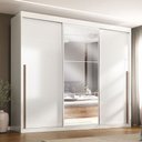 Ver imagem 1 de Guarda-roupa Casal Tower 3 Portas 6 Gavetas com Espelho Branco - Pnr Móveis