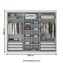Ver imagem 4 de Guarda-roupa Casal Tower 3 Portas 6 Gavetas com Espelho Branco - Pnr Móveis