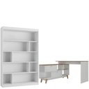 Ver imagem 2 de Kit 2 Peças com Escrivaninha em L Retrô 136x120cm e Estante 120cm para Livros 4 Prateleiras