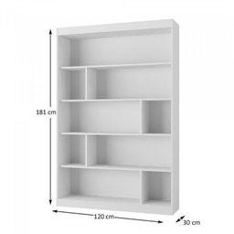 Kit 2 Peças com Escrivaninha em L Retrô 136x120cm e Estante 120cm para Livros 4 Prateleiras - 10