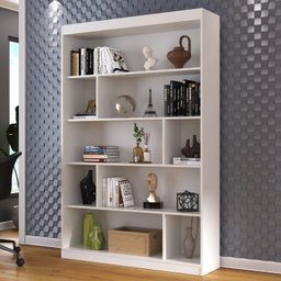 Kit 2 Peças com Escrivaninha em L Retrô 136x120cm e Estante 120cm para Livros 4 Prateleiras - 11