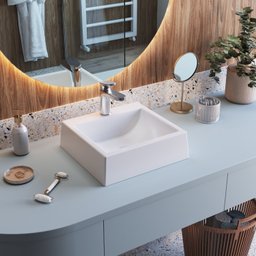 Cuba de Sobrepor Quadrada Para Banheiro e Lavabo C006 Placa&Ponto - 1