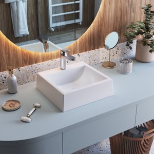 Cuba de Sobrepor Quadrada Para Banheiro e Lavabo C006 Placa&Ponto