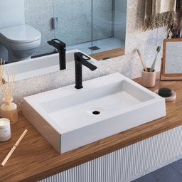 Cuba de Sobrepor Retangular Para Banheiro e Lavabo C008 Placa&Ponto - 1