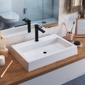 Cuba de Sobrepor Retangular Para Banheiro e Lavabo C008 Placa&Ponto