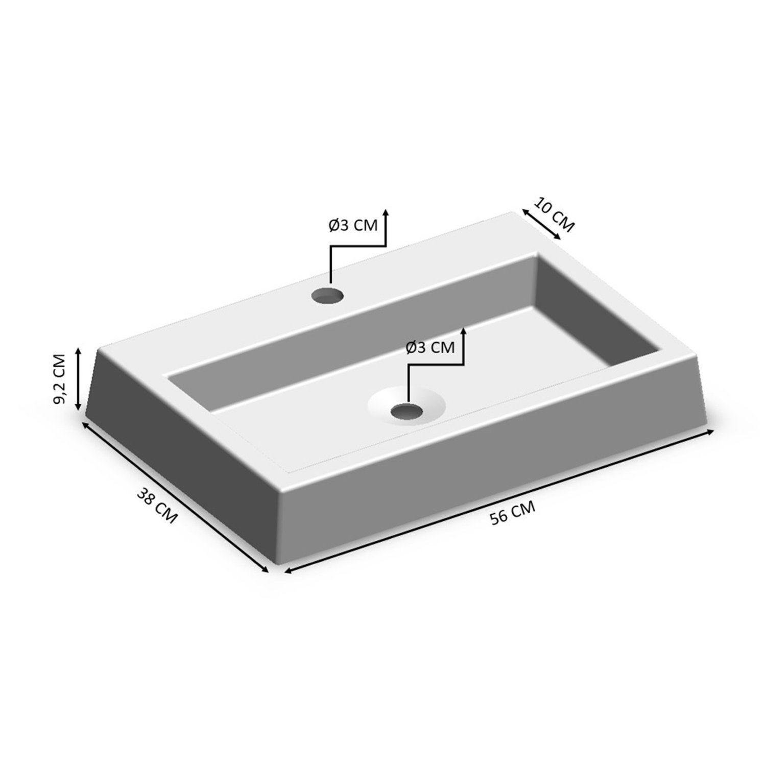 Cuba de Sobrepor Retangular Para Banheiro e Lavabo C008 Placa&Ponto - 3