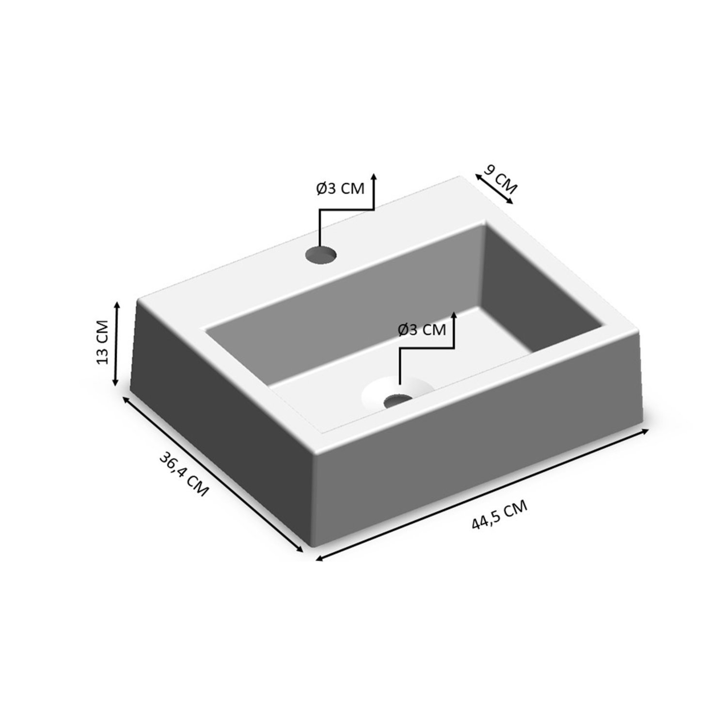 Cuba de Sobrepor Retangular Para Banheiro e Lavabo C009 Placa&Ponto - 3