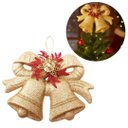 Ver imagem 4 de Sino Duplo Natalino Decorado Glitter Dourado, Flor Bico de Papagaio 28cm x 20cm - Magizi