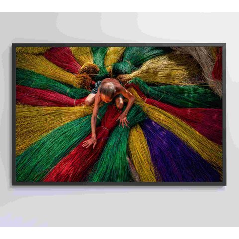 Quadro Artesão Secando Tapetes Tradicionais Decor&quadros Nat138 120x80 Cm Adesivo Fotográfico