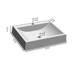 Cuba de Sobrepor Retangular Para Banheiro e Lavabo C011 Placa&Ponto - 3