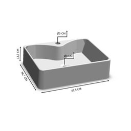 Cuba de Sobrepor Retangular Para Banheiro e Lavabo C002 Placa&Ponto - 3