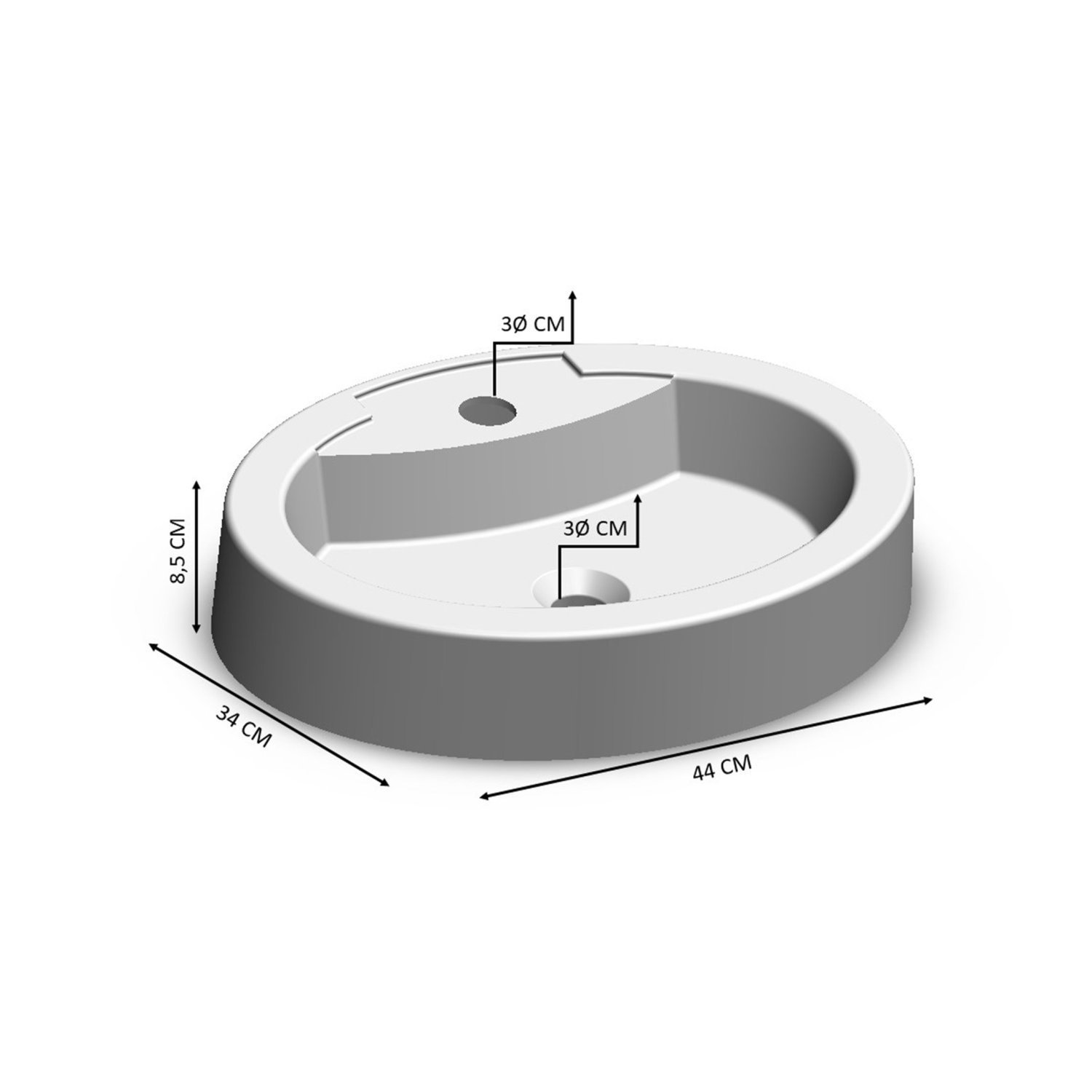 Cuba de Sobrepor Oval Para Banheiro e Lavabo C003 Placa&Ponto - 3