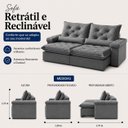 Ver imagem 3 de Sofá Veneza Retrátil Reclinável 220cm - Cinza