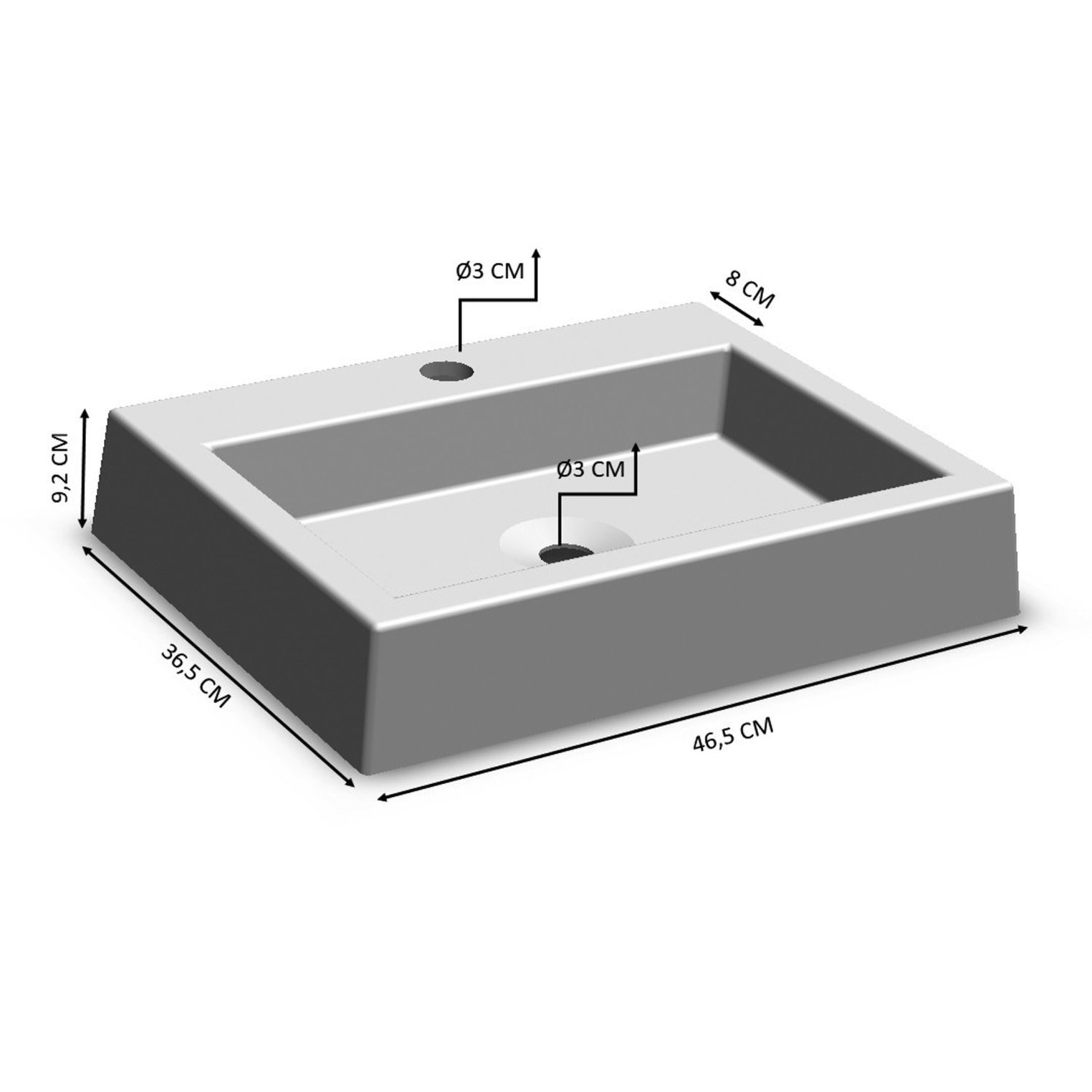 Cuba de Sobrepor Retangular Para Banheiro e Lavabo C005 Placa&Ponto - 3