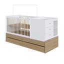 Ver mais imagens de Berço Cama Multifuncional com Gavetões 2 Colchões Marrom/Aveiro Oak/Branco