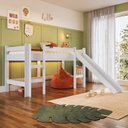 Ver imagem 1 de Cama Elevada com Escorregador sem Cortina com Colchão Incluso Branco