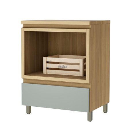 Balcão Modular para Forno e Microondas Nesher Rainha Mdf 1 Gaveta Marrom Verde