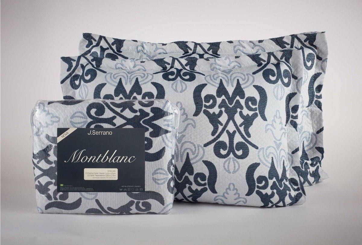 Kit Colcha Montblanc Imperial 103 Navy Casal Queen 230x260cm