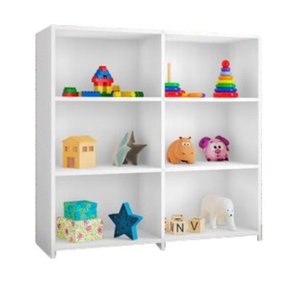 Estante Livreiro para Quarto e Escritório 6 Nichos Marrocos - Branco