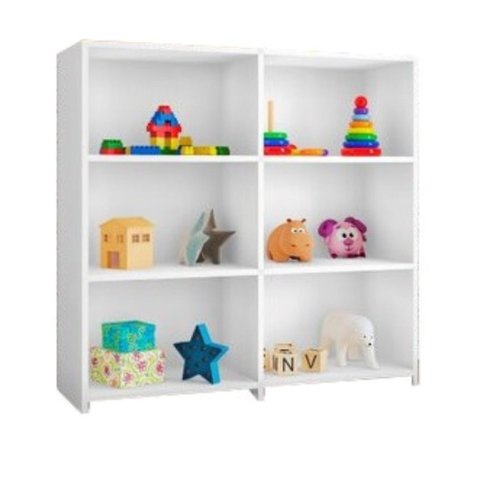 Estante Livreiro para Quarto e Escritório 6 Nichos Marrocos - Branco