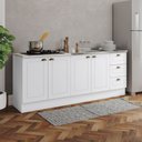 Ver imagem 1 de Cozinha Compacta Americana 4 Portas 3 Gavetas 100% Mdf Branco - Henn