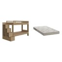 Ver imagem 2 de Beliche Infantil com Escada Nichos 2 Gavetas 2 Colchões Marrom/Aveiro Oak