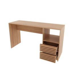 Kit 2 Peças com Escrivaninha com Ripado 2 Gavetas 1 Nicho com Cadeira para Escritório Diretor Tela Mesh - 9