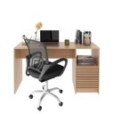 Ver imagem 2 de Conjunto 2 Peças com Escrivaninha com Ripado 2 Gavetas 1 Nicho com Cadeira para Escritório Diretor T